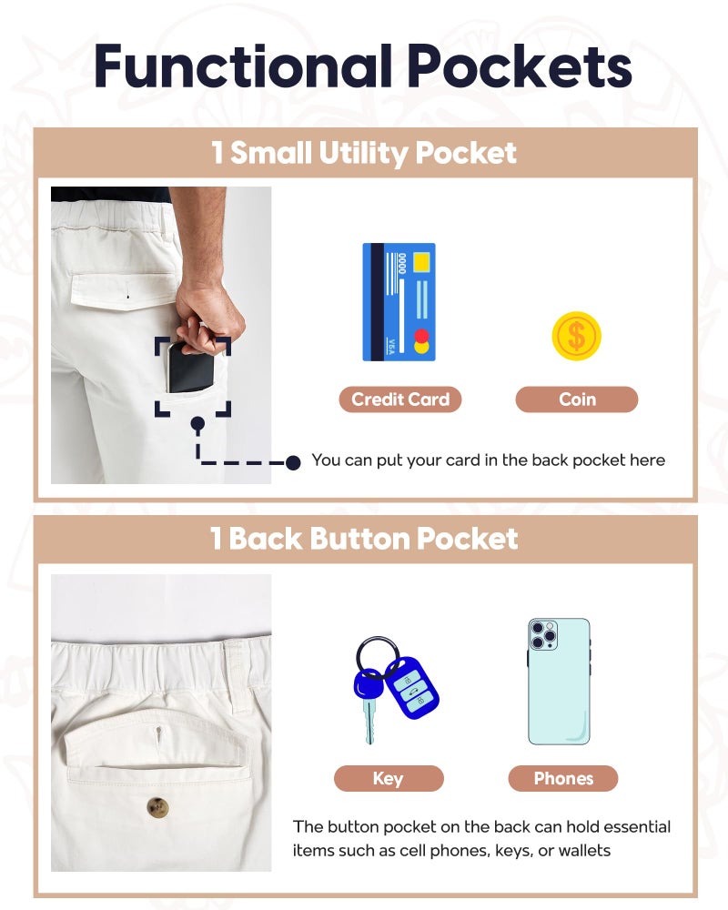 maamgic Men's Classic-fit 7" Cotton Casual Shorts Elastic Waistband with Multi-Pocket Daily Wear Walking Summer Outfit - Image 4